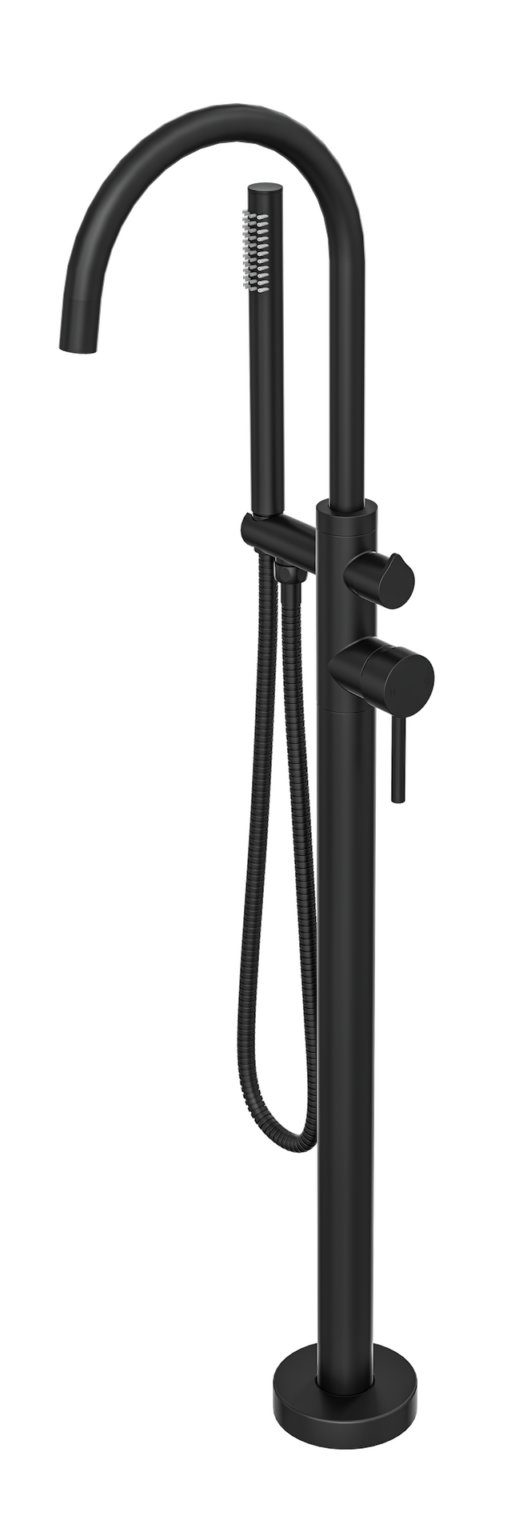 Nure Freestanding Bath Filler With Hand Shower Matte Black LINSOL