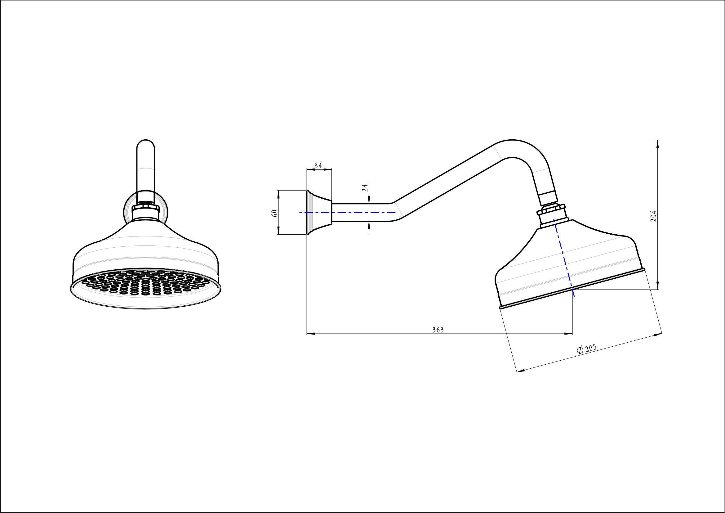 Vintage Brass Shower Head And Wall Arm Brushed Nickel LINSOL